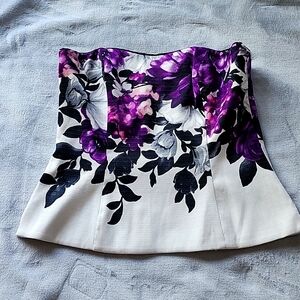 NWT, White House Black Market, Floral Print Bustier, Size 0